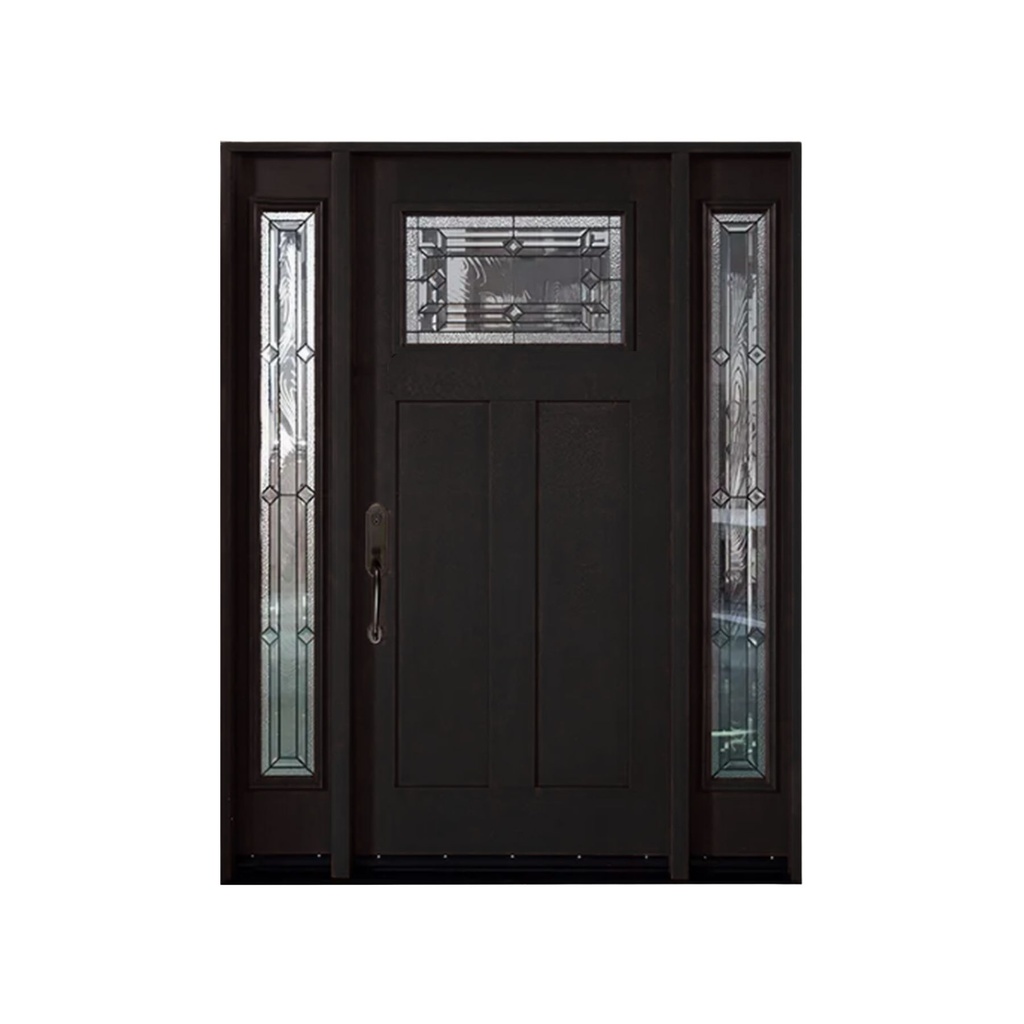 EXTERIOR DOOR:EXTERIOR FIBERGLASS WITH P03-M02 WITH GLASS BLACK PAINTED RH 3'0 x 6'8" 2 SITE LITE **1062R**