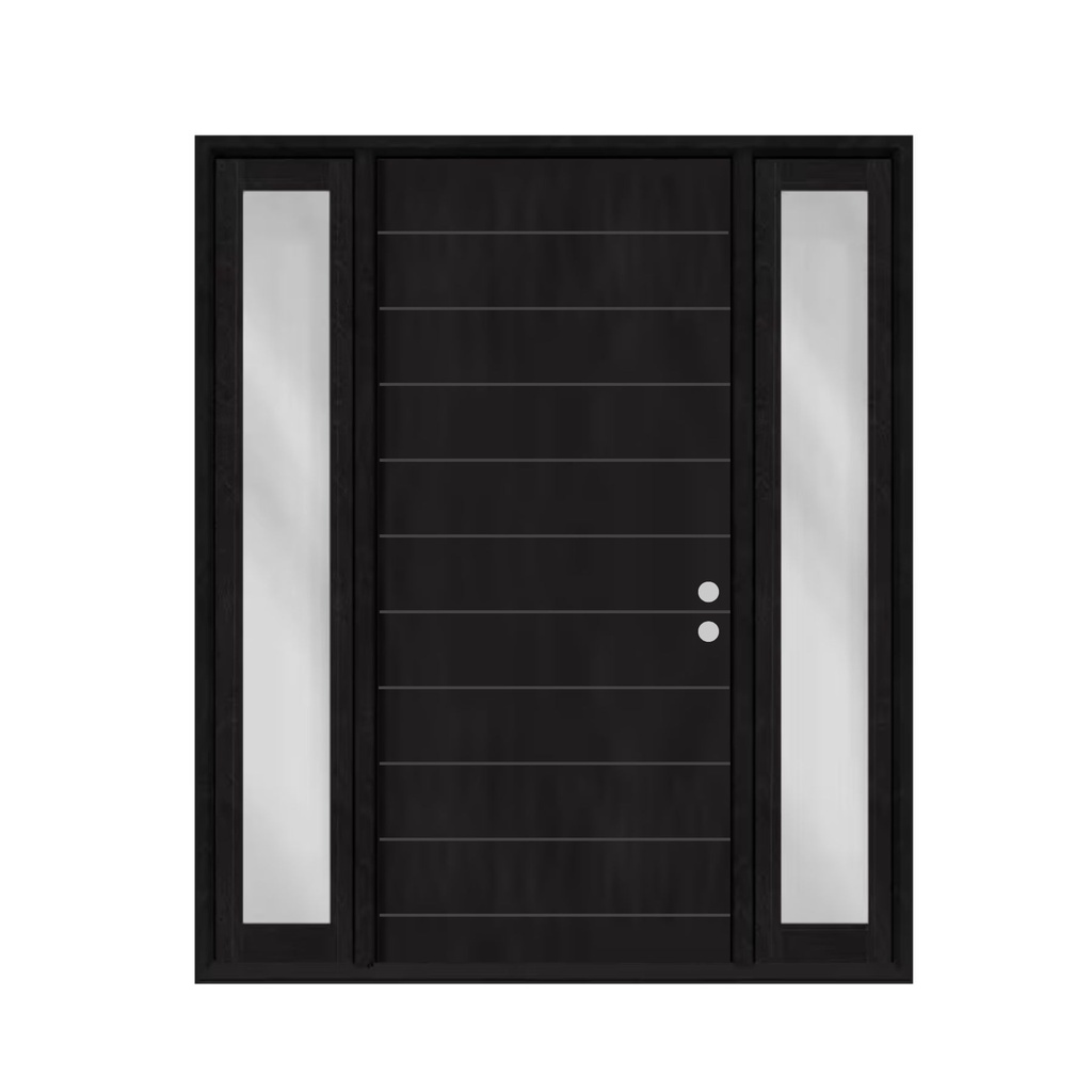 EXTERIOR DOOR:EXTERIOR FIBEASS WITH FLUSH GLAZED BLACK PAINTED 10 LINES LH 3'0 x 6'8" 2 SITE LITE **1068L**