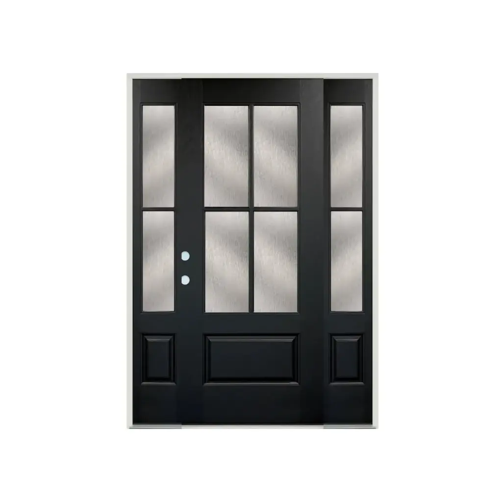 EXTERIOR DOOR:EXTERIOR FIBERGLASS WITH FLUSH GLAZED BLACK PAINTED 4 CROSS RH 3'0 x 6'8" 2 SITE LITE **1078R**