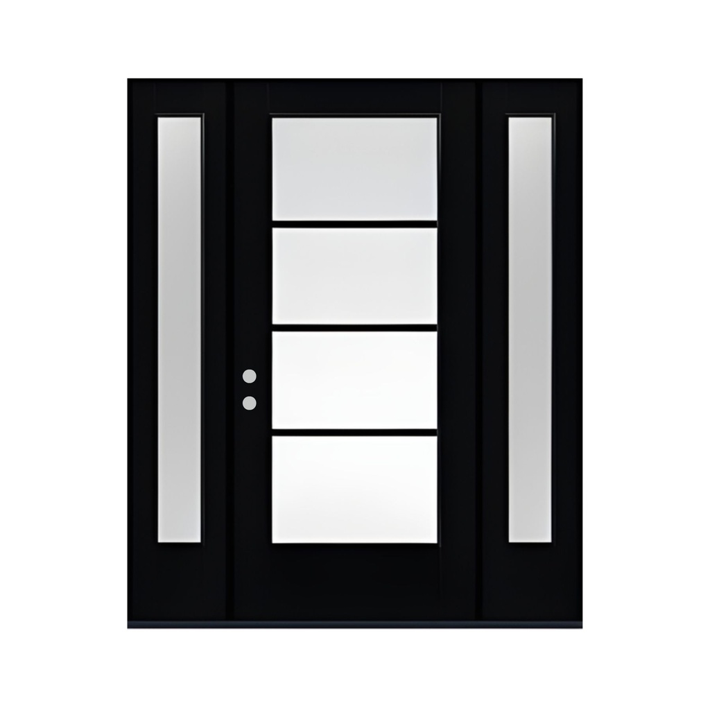 EXTERIOR DOOR:EXTERIOR FIBERGLASS WITH 06LS WITH FLUSH GLAZE BLACK PAINTED RH 3'0 x 6'8" 2 SITE LITE **1032R**