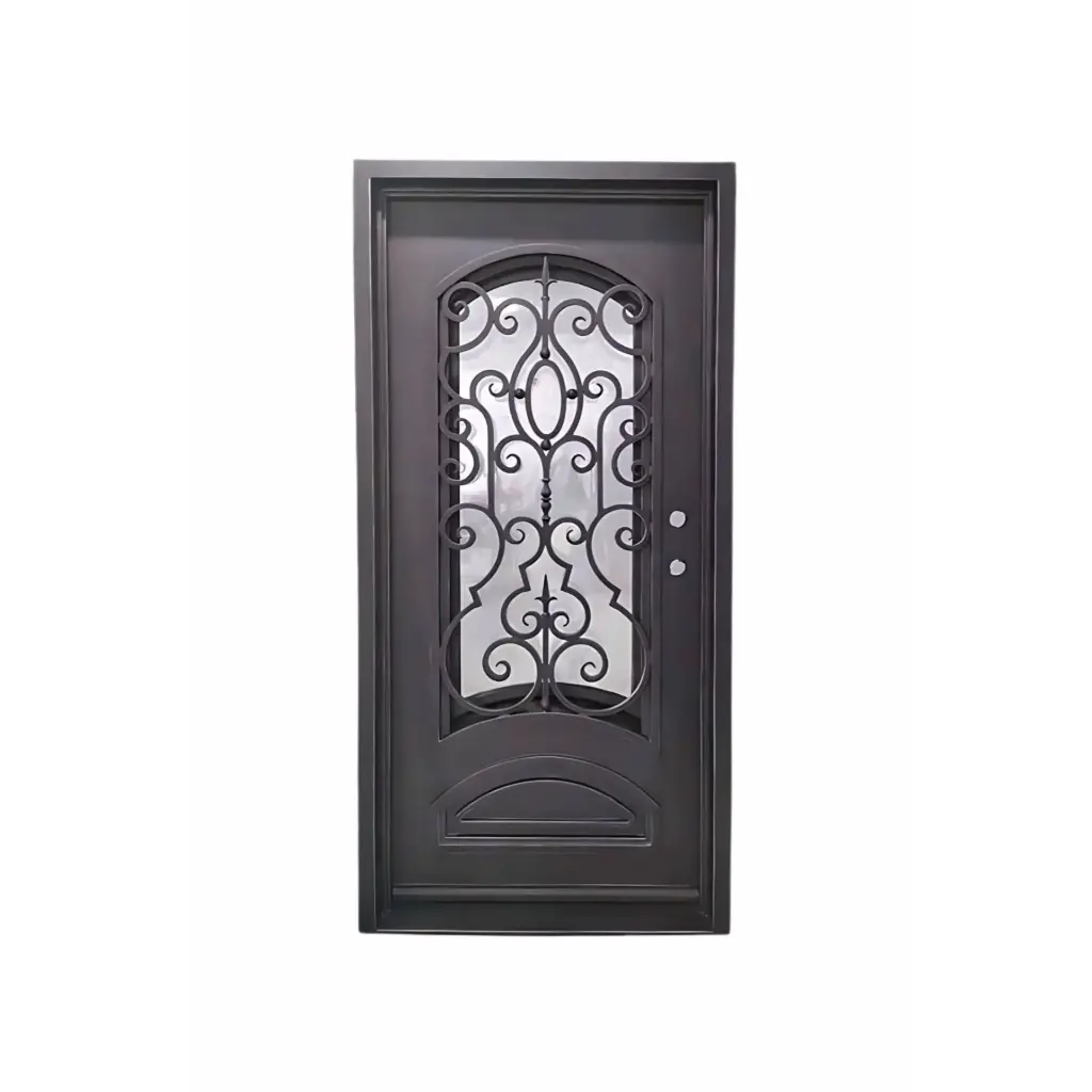 IRON DOOR - Cielo 3 ft. x 6 ft. 8 in. Bronze Exterior Wrought Iron Prehung Door LH