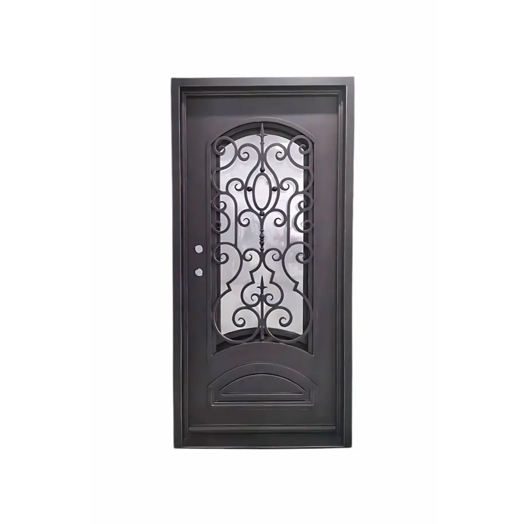 IRON DOOR - Cielo 3 ft. x 6 ft. 8 in. Bronze Exterior Wrought Iron Prehung Door RH