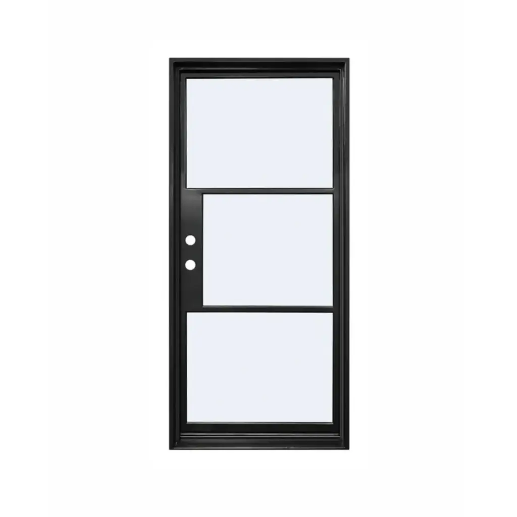 IRON DOOR - 3 ft x 6 ft 8 in. Single Exterior Wrought Iron Door low e right hand