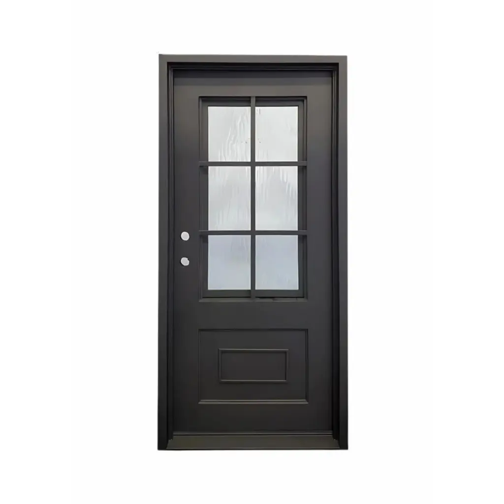 IRON DOOR - 3 ft. x 6 ft. 8 in. 6 Lite Exterior Wrought Iron Door with water glass RH