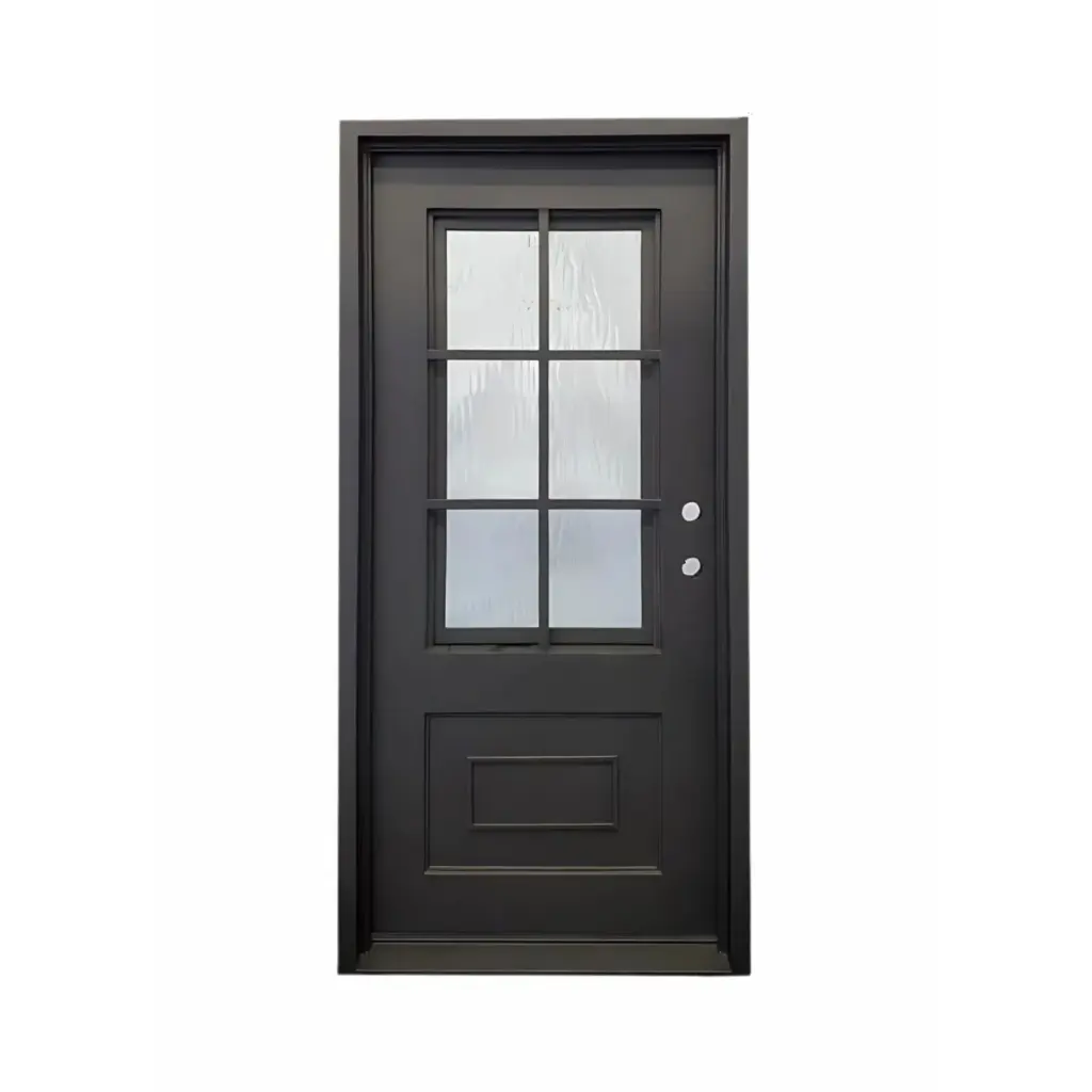 IRON DOOR - 3 ft. x 6 ft. 8 in. 6 Lite Exterior Wrought Iron Door with water glass LH