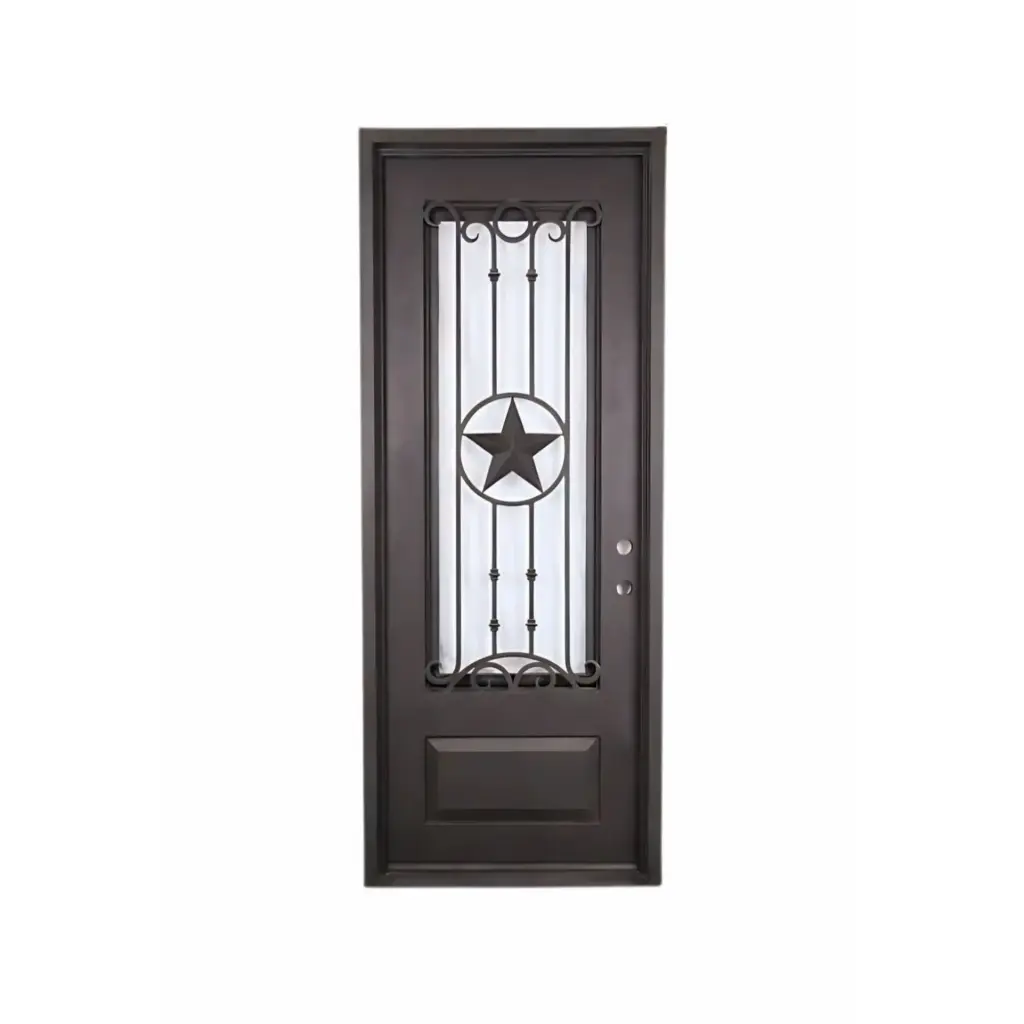 IRON DOOR -Texas Star 3 ft. x 8 ft. Wrought Iron Exterior Pre hung Single Door left hand