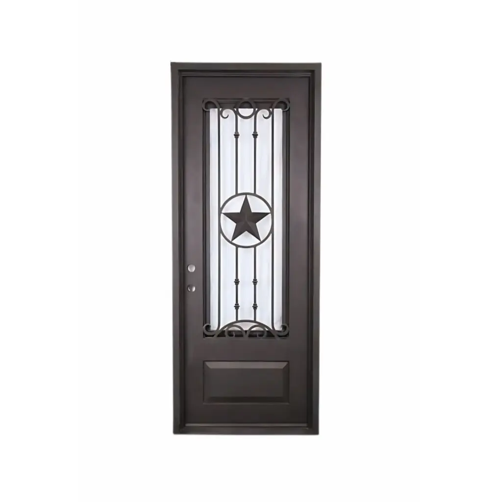 IRON DOOR -Texas Star 3 ft. x 8 ft. Wrought Iron Exterior Pre hung Single Door right hand