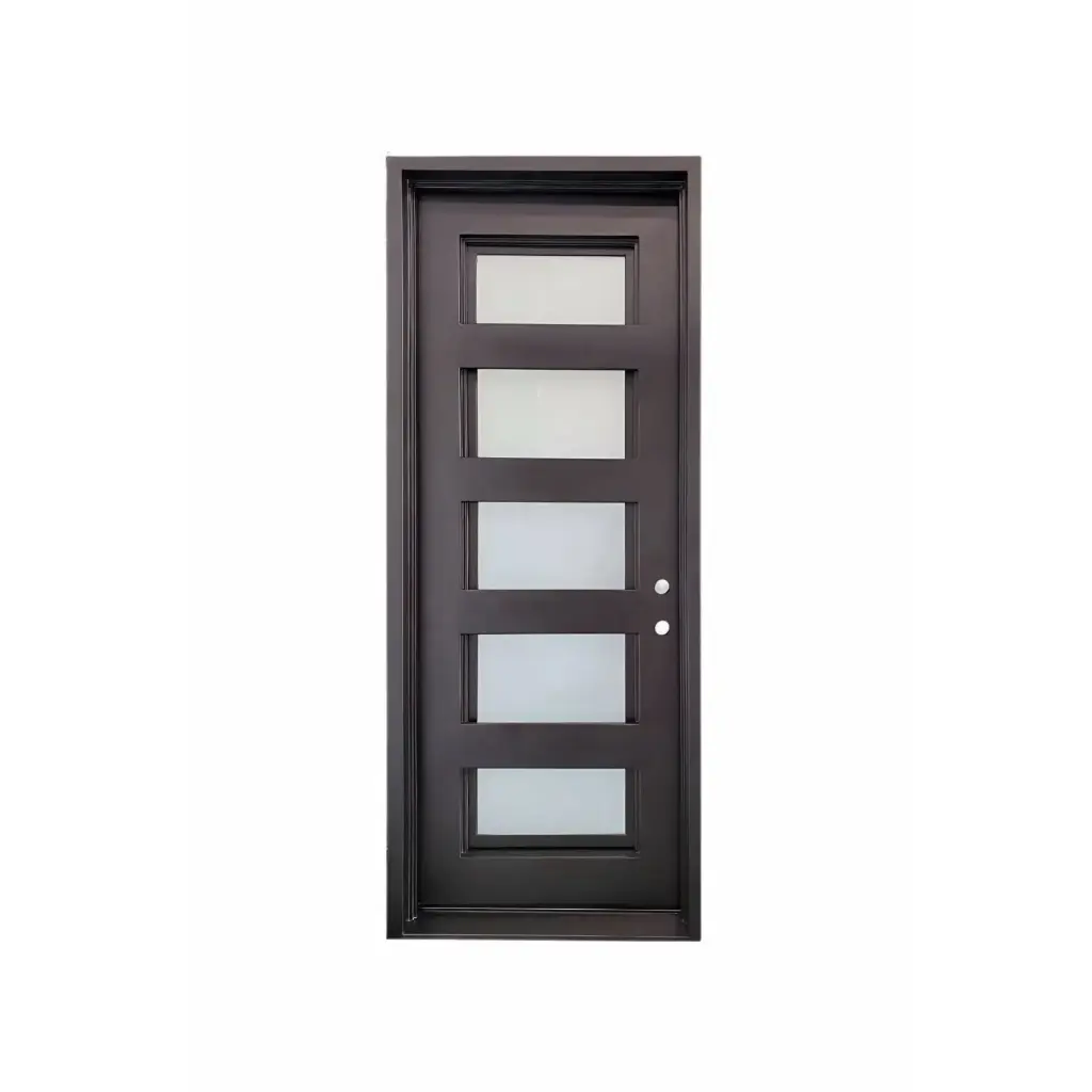IRON DOOR -3 ft. x 8 ft. Single Exterior Wrought Iron Door with 5 door low e left hand