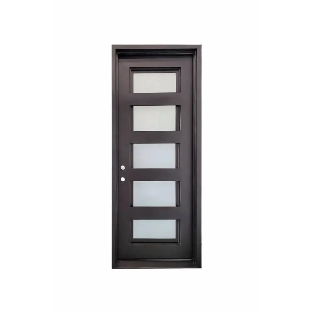 IRON DOOR -3 ft. x 8 ft. Single Exterior Wrought Iron Door with 5 door low e right hand