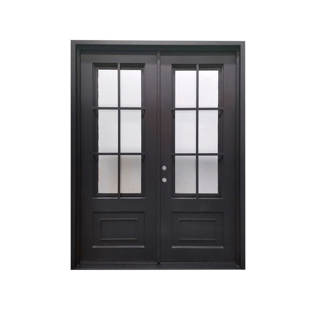 IRON DOOR -6 ft. x 6 ft. 8 in. 6 Lite Wrought Iron Pre hung Front Door right  hand