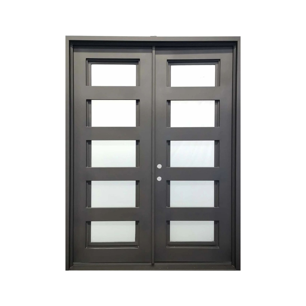IRON DOOR - 6 ft. x 6 ft 8 inch . Exterior 5 Lite Wrought Iron Prehung Door low e  RH