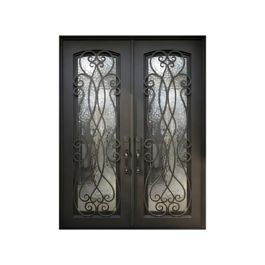 IRON DOOR - 72 X80 RH Palencia Double Wrought Iron Entry Door Right Swing