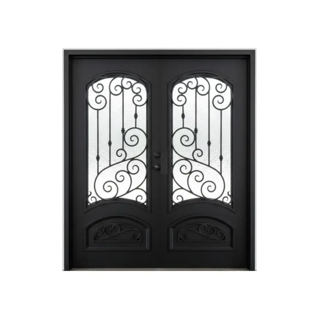 IRON DOOR - Bette 6ft. x 8ft Double Wrought Iron Pre hung Front Door left hand