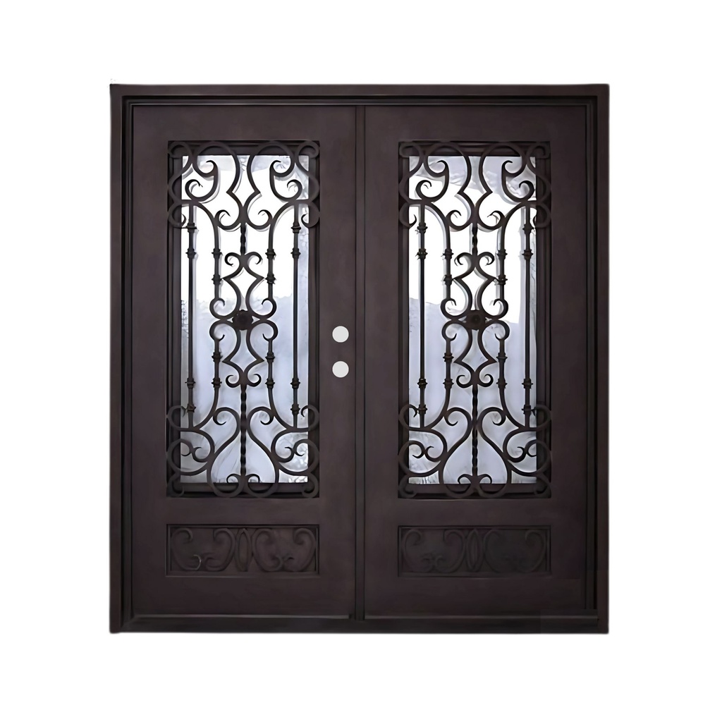 IRON DOOR - 6 ft x 8ft inch double door low e left hand -