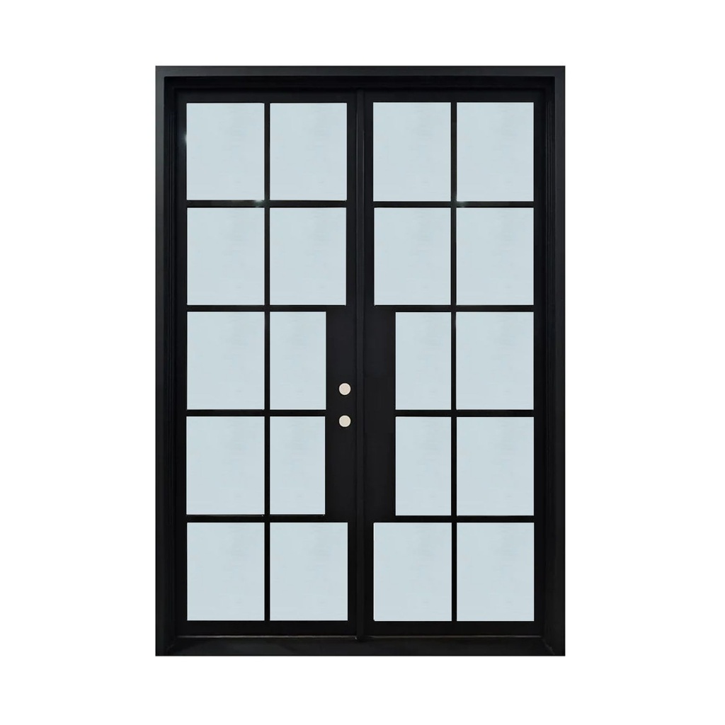IRON DOOR - 6ft x 8ft French 10-Lite Modern Double Iron Door left hand