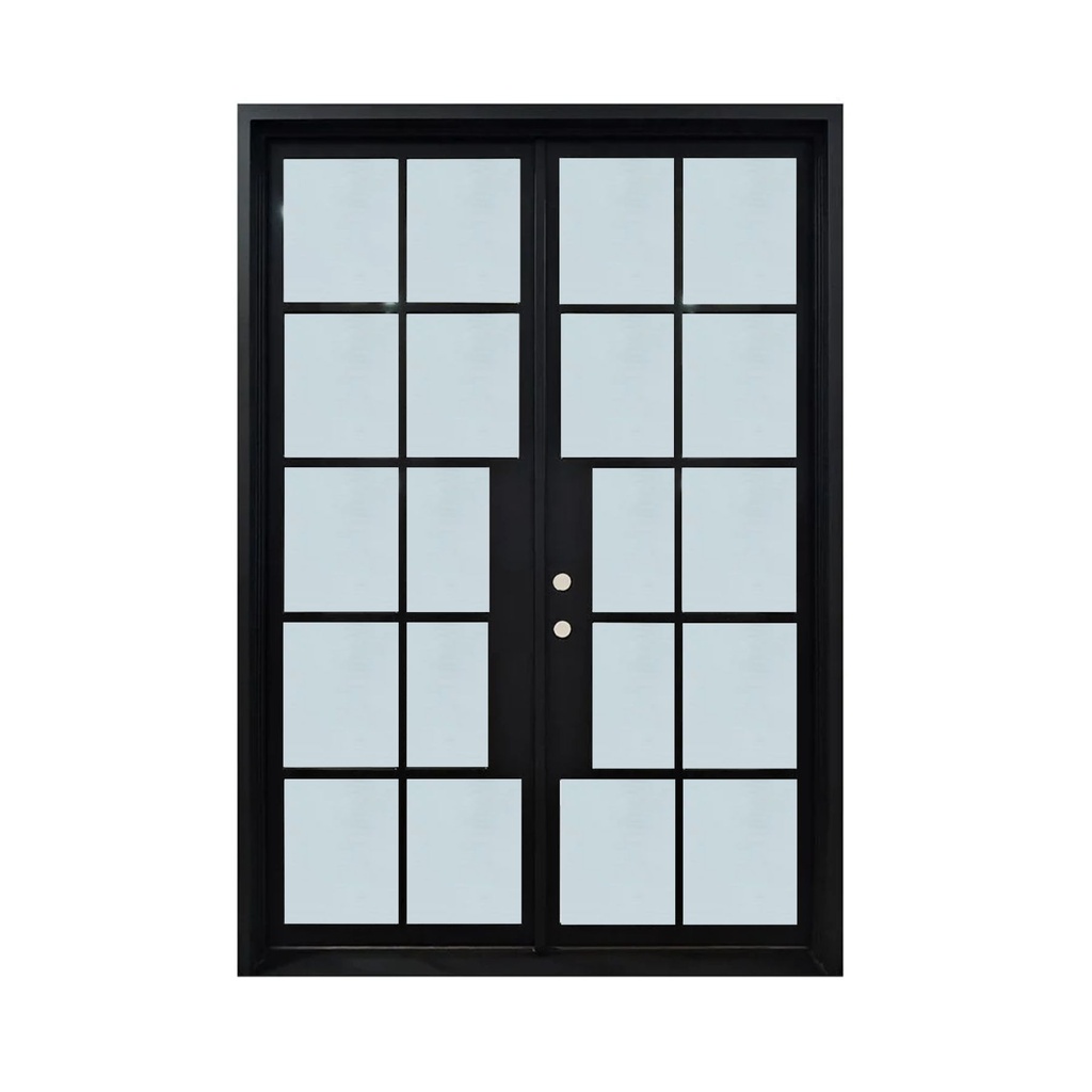 IRON DOOR - 6ft x 8Fft French 10-Lite Modern Double Iron Door right hand