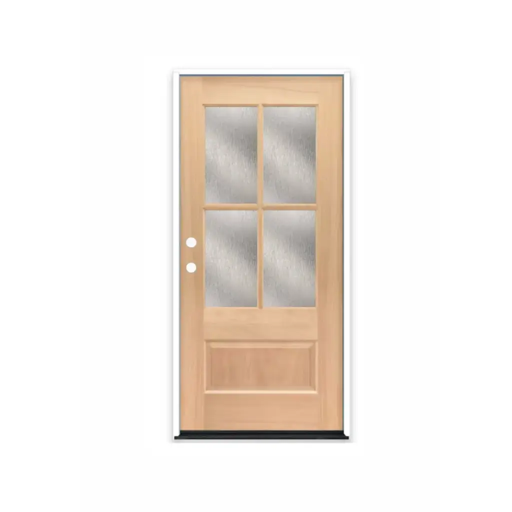 MAHOGANY 3068 RH MAHOGANY 4 LITE OVER 1 PANEL RAIN GLASS