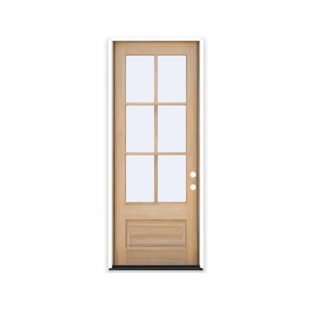 Mahogany Wood 3'0" x 8'0" 6 Lite (3/4) Over 1 Panel Clear IG Beveled Left Hand