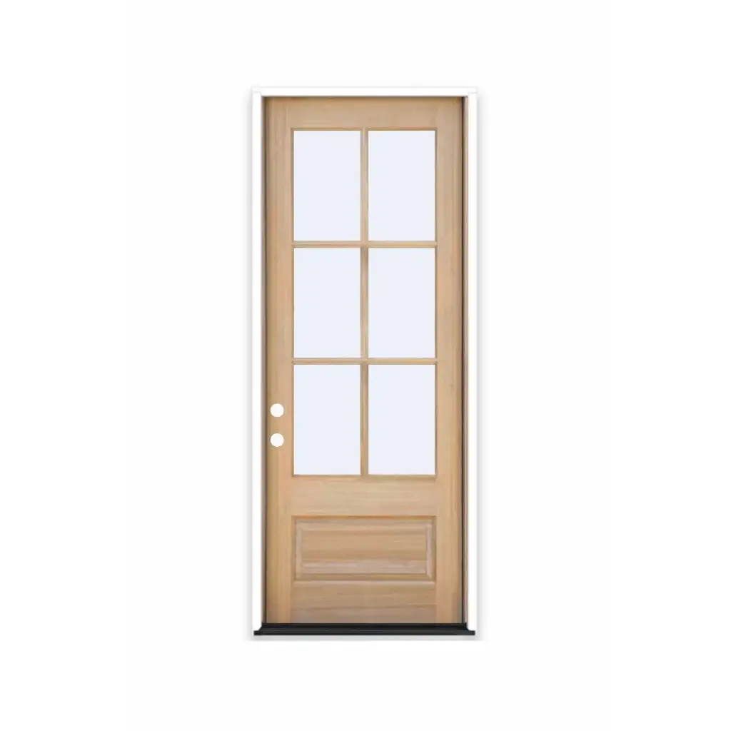 Mahogany Wood 3'0" x 8'0" 6 Lite (3/4) Over 1 Panel Clear IG Beveled Right Hand