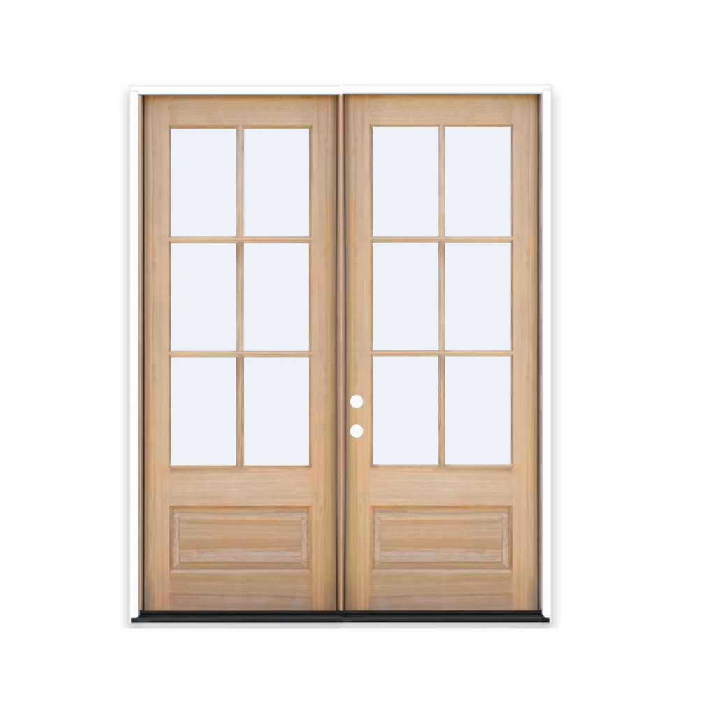 MAHOGANY WOOD 6068 RH MAHOGANY 6 LITE (3/4) OVER 1 PANEL CLEAR IG BEVELED