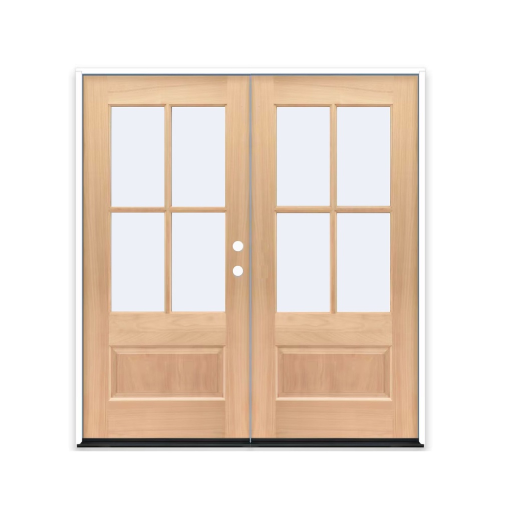 MAHOGANY WOOD 6068 LH MAHOGANY 4 LITE (3/4) OVER 1 PANEL CLEAR IG BEVELED