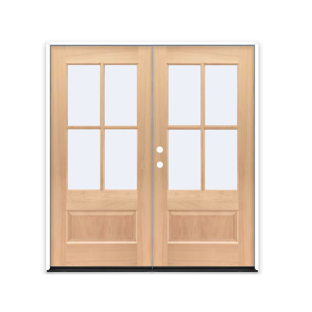 MAHOGANY WOOD 6068 RH MAHOGANY 4 LITE (3/4) OVER 1 PANEL CLEAR IG BEVELED