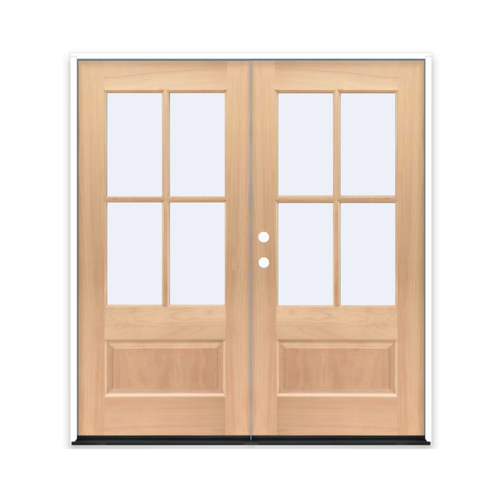 MAHOGANY WOOD 6080 RH MAHOGANY 4 LITE (3/4) OVER 1 PANEL CLEAR IG BEVELED