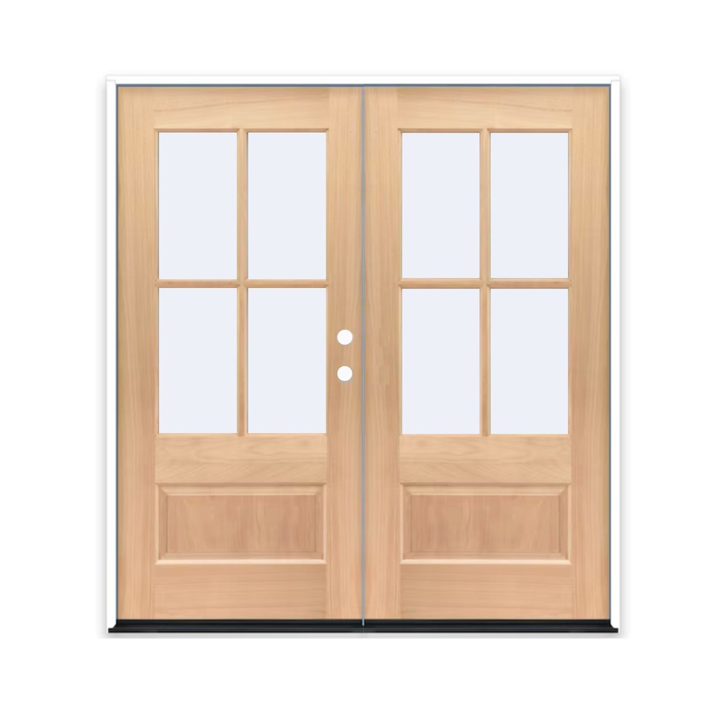 MAHOGANY WOOD 6080 LH MAHOGANY 4 LITE (3/4) OVER 1 PANEL CLEAR IG BEVELED