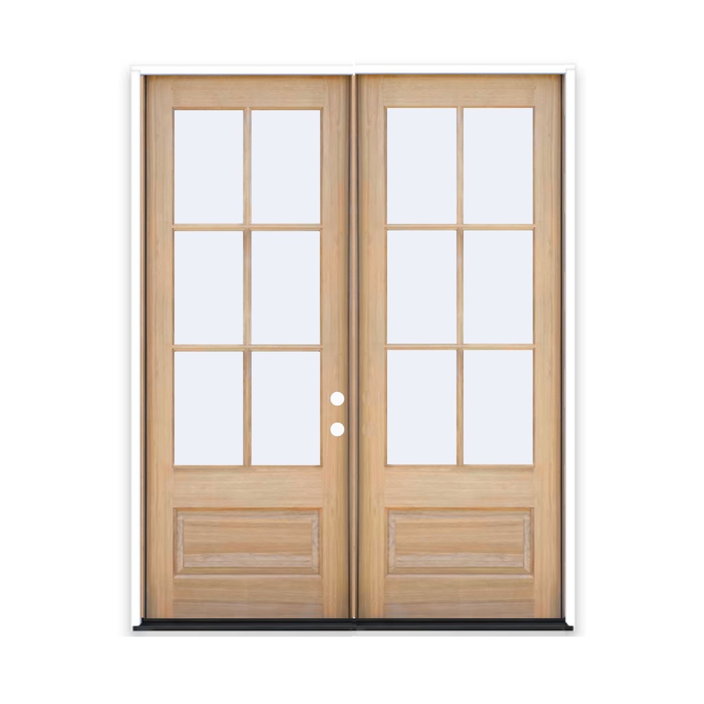 MAHOGANY WOOD 6080 LH MAHOGANY 6 LITE (3/4) OVER 1 PANEL CLEAR IG BEVELED