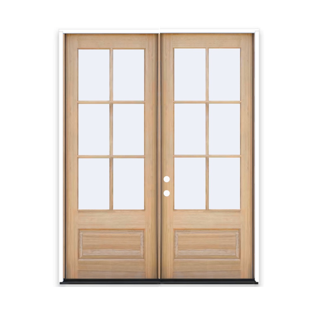 MAHOGANY WOOD 6080 RH MAHOGANY 6 LITE (3/4) OVER 1 PANEL CLEAR IG BEVELED