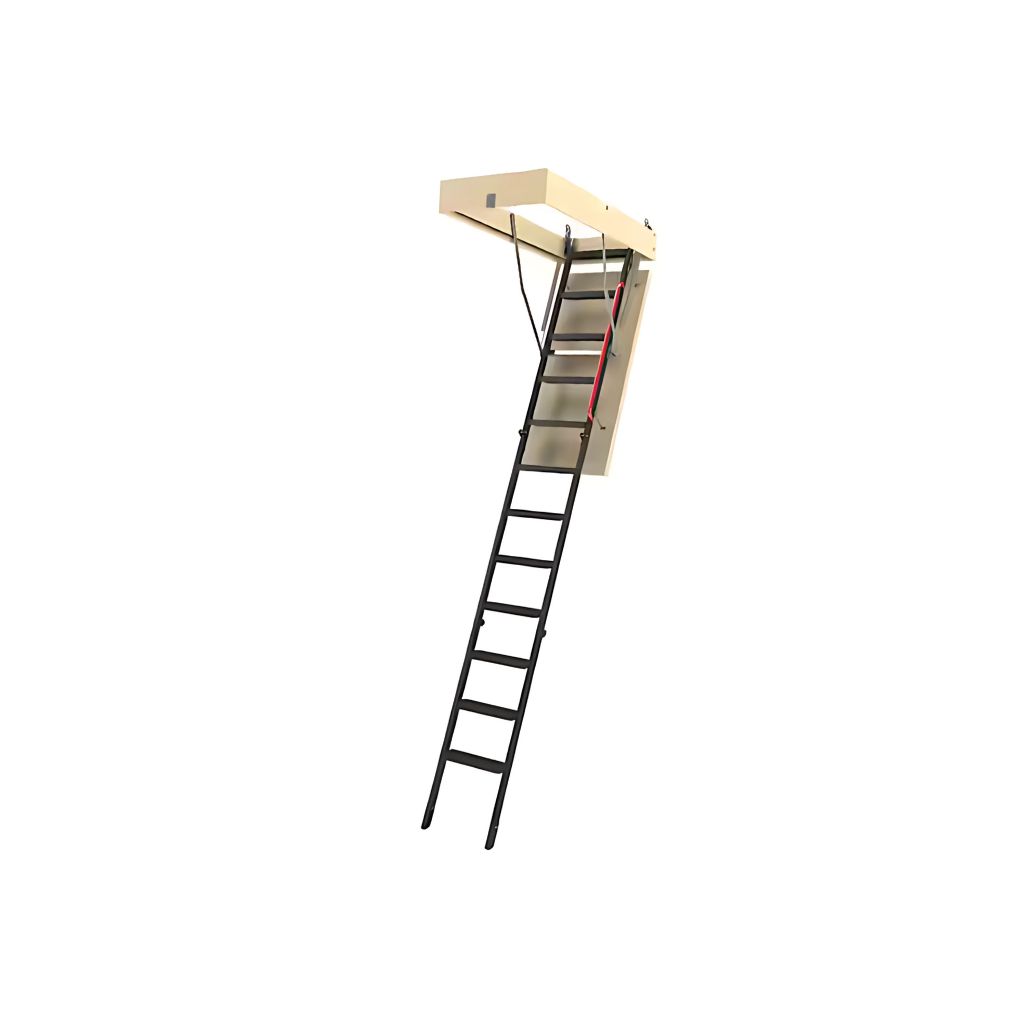 LMB 25" X 54" X (7' 9-7/8" to 10'3") Basic Metal Folding Attic Ladder #375