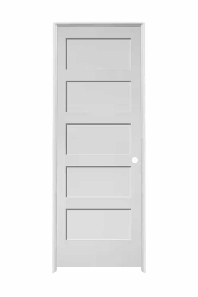 5PSH2680LH -- 5 Panel Shaker Door 2'6" x 8'0" LEFT
