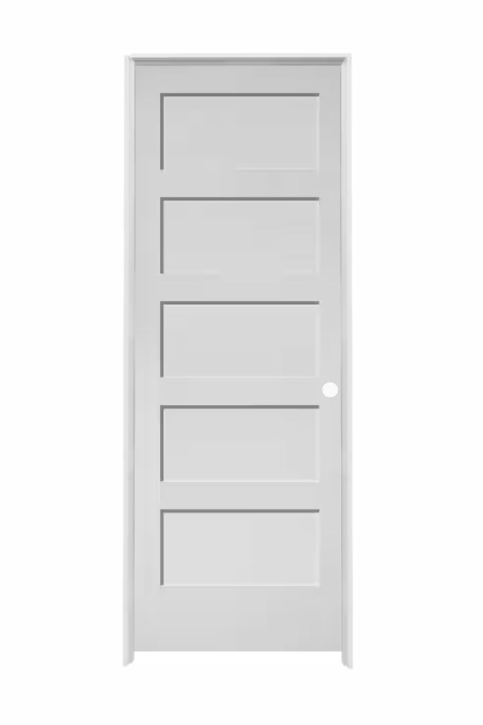 5PSH2880LH -- 5 Panel Shaker Door 2'8" x 8'0" LEFT