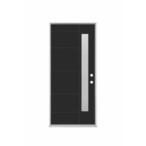 [1030L-EXFD-SM] EXTERIOR DOOR:EXTERIOR FIBERGLASS BLACK DOOR WITH FLUSH GLAZED LH 3'0 x 6'8" **1030L**