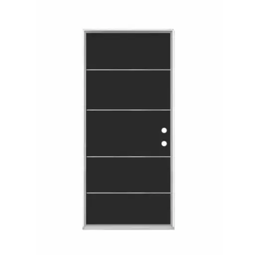 [1073L-EXFD] EXTERIOR DOOR:EXTERIOR FIBERGLASS WITH 5 STAINLESS STEEL BLACK PAINTED LH 3'0" x 8'0" **1073L** 36x96