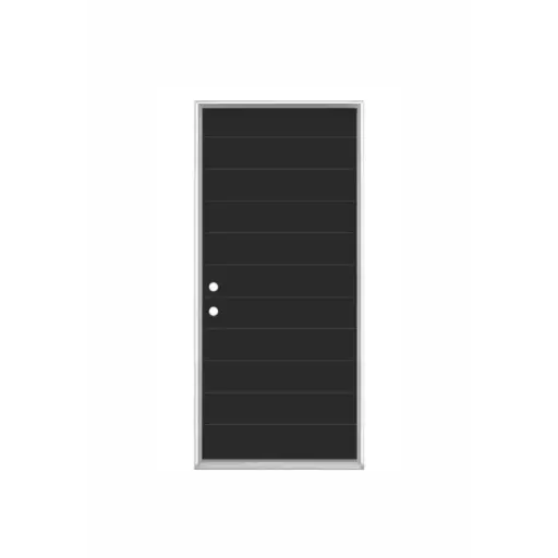 [1069R-EXFD] EXTERIOR DOOR:EXTERIOR FIBERGLASS WITH FLUSH GLAZED BLACK PAINTED 10 LINES RH 3'0 x 6'8" **1069R**