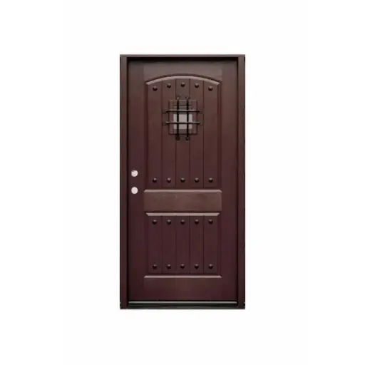 [1001R-EXFD] EXTERIOR DOOR:EXTERIOR FIBERGLASS RUSTIC DOOR BROWN RH 3'0 x 6'8" **1001R**