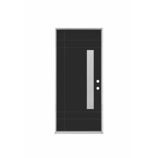 [1084L-EXFD] EXTERIOR DOOR:EXTERIOR FIBERGLASS WITH FLUSH GLAZE BLACK PAINTED LH 2'8 x 6'8" **1084L** 32x80