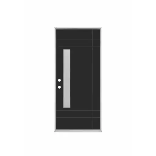 [1084R-EXFD] EXTERIOR DOOR:EXTERIOR FIBERGLASS WITH FLUSH GLAZE BLACK PAINTED RH 2'8 x 6'8" **1084R** 32x80