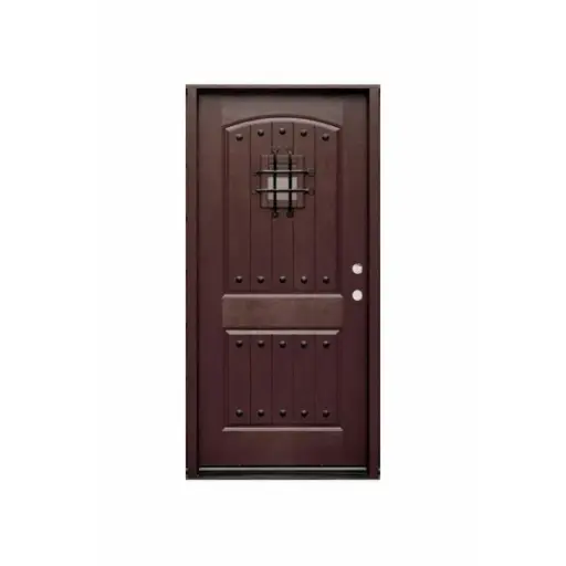 [1001L-EXFD] EXTERIOR DOOR:EXTERIOR FIBERGLASS RUSTIC DOOR BROWN LH 3'0 x 6'8" **1001L**