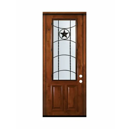 [1028L-EXFD] EXTERIOR DOOR:EXTERIOR FIBERGLASS BLACK DOOR #717 WITH GLASS LH 3'0 x 6'8" **1028L**