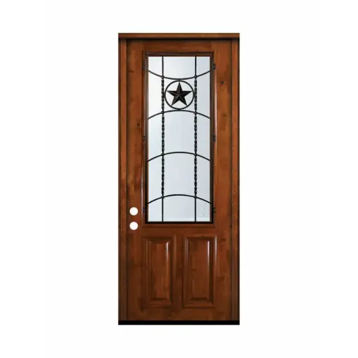 [1028R-EXFD] EXTERIOR DOOR:EXTERIOR FIBERGLASS BLACK DOOR #717 WITH GLASS RH 3'0 x 6'8" **1028R**