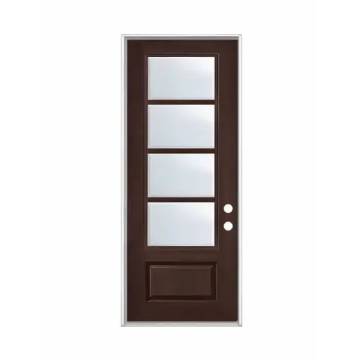 [1079L-EXFD] EXTERIOR DOOR:EXTERIOR FIBERGLASS WITH 4 FLUSH GLAZE 717# STAIN LH 3'0 x 6'8" **1079L** 36x80