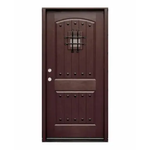 [1000R-EXFD] EXTERIOR DOOR:EXTERIOR FIBERGLASS RUSTIC DOOR BROWN RH 3'0 x 8'0" **1000R**