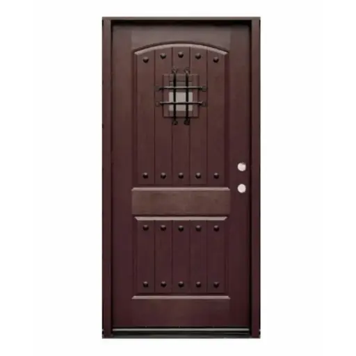 [1000L-EXFD] EXTERIOR DOOR:EXTERIOR FIBERGLASS RUSTIC DOOR BROWN LH 3'0 x 8'0" **1000L**