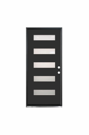 [1083L-EXFD] EXTERIOR DOOR:EXTERIOR FIBERGLASS WITH 5 FLUSH GLAZE BLACK PAINTED LH 2'8 x 6'8" **1083L** 32x80