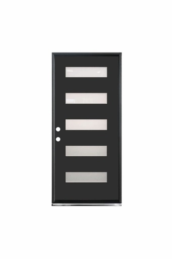 [1083R-EXFD] EXTERIOR DOOR:EXTERIOR FIBERGLASS WITH 5 FLUSH GLAZE BLACK PAINTED RH 2'8 x 6'8" **1083R** 32x80