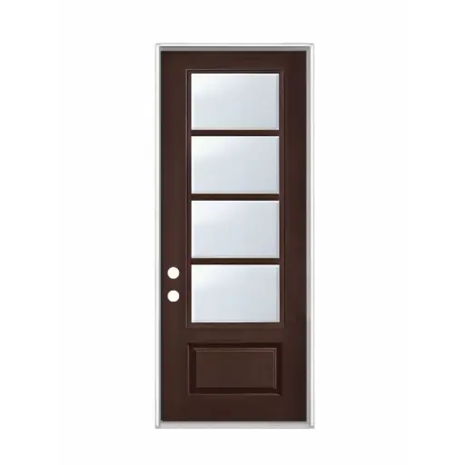 [1081R-EXFD] EXTERIOR DOOR:EXTERIOR FIBERGLASS WITH 4 FLUSH GLAZE 717# STAIN RH 3'0 x 8'0" **1081R** 36x96