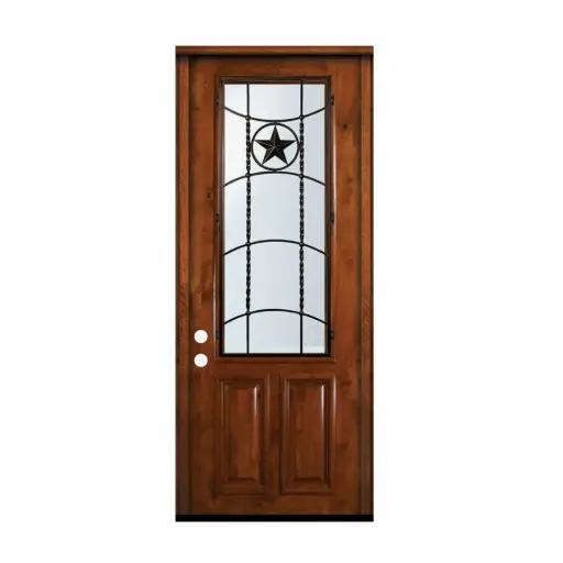 [1029R-EXFD] EXTERIOR DOOR:EXTERIOR FIBERGLASS BLACK DOOR #717 WITH GLASS RH 3'0 x 8'0" **1029R**