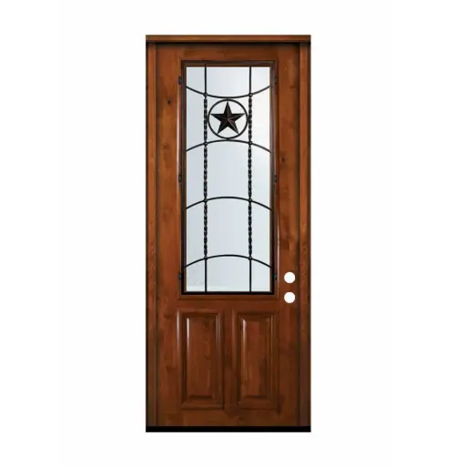 [1029L-EXFD] EXTERIOR DOOR:EXTERIOR FIBERGLASS BLACK DOOR #717 WITH GLASS LH 3'0 x 8'0" **1029L**